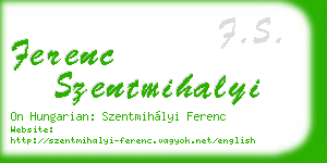 ferenc szentmihalyi business card